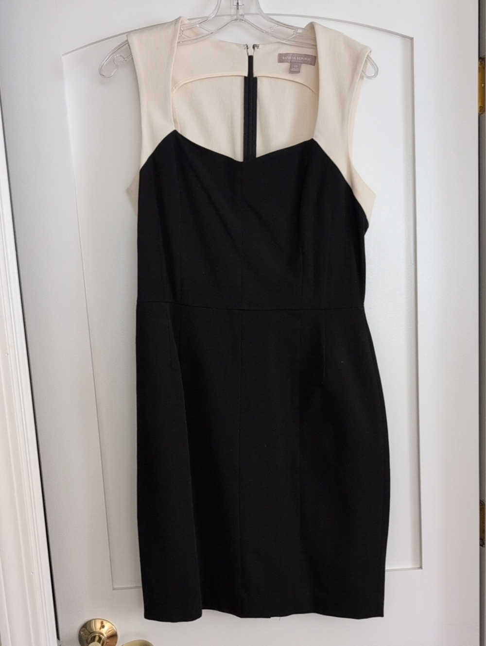 Banana Republic Black and Cream Colorblock Midi Dress
